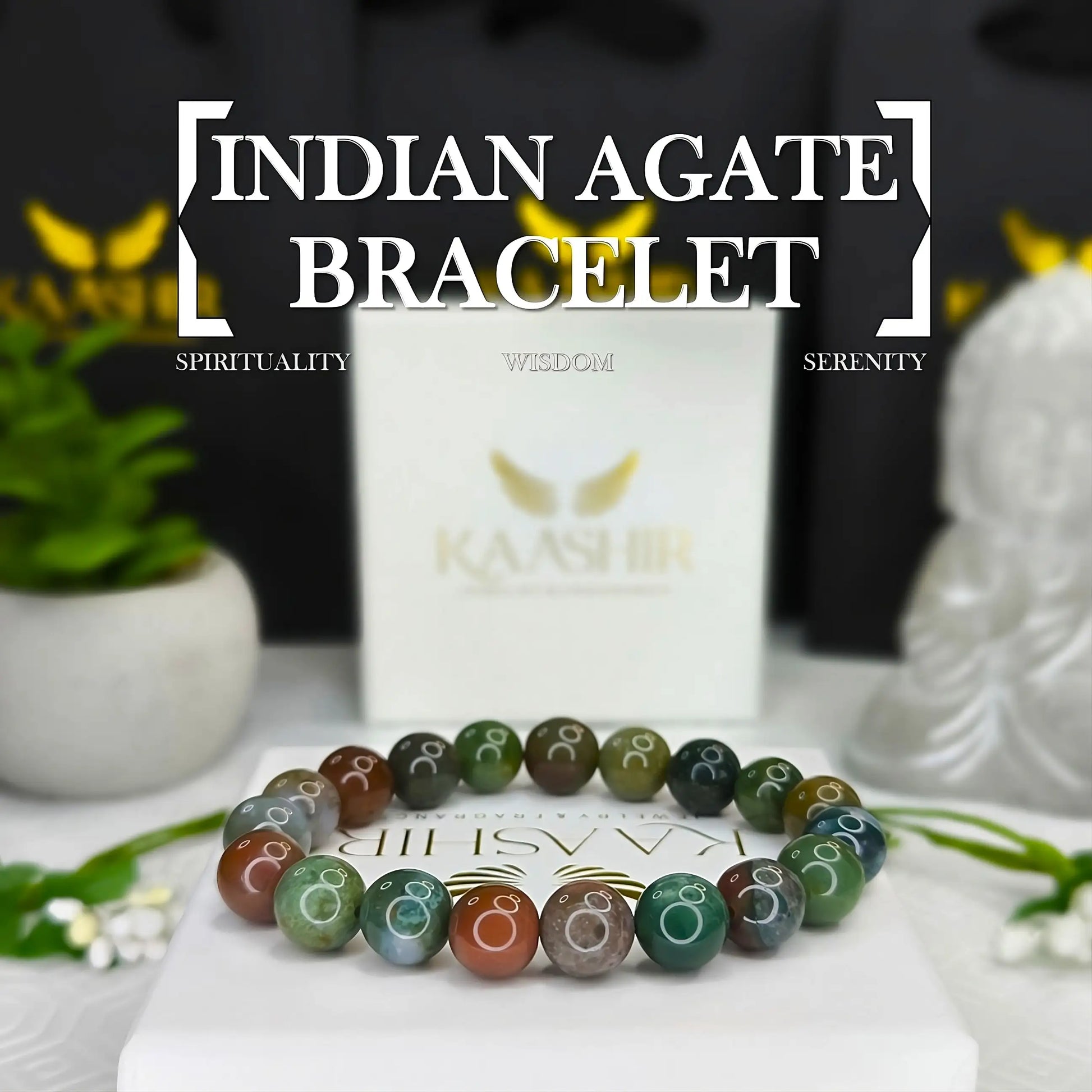 Indian Agate Bracelet – Handmade Beaded Stone Jewelry for Men & Women - Kaashir Jewelry & Fragrance