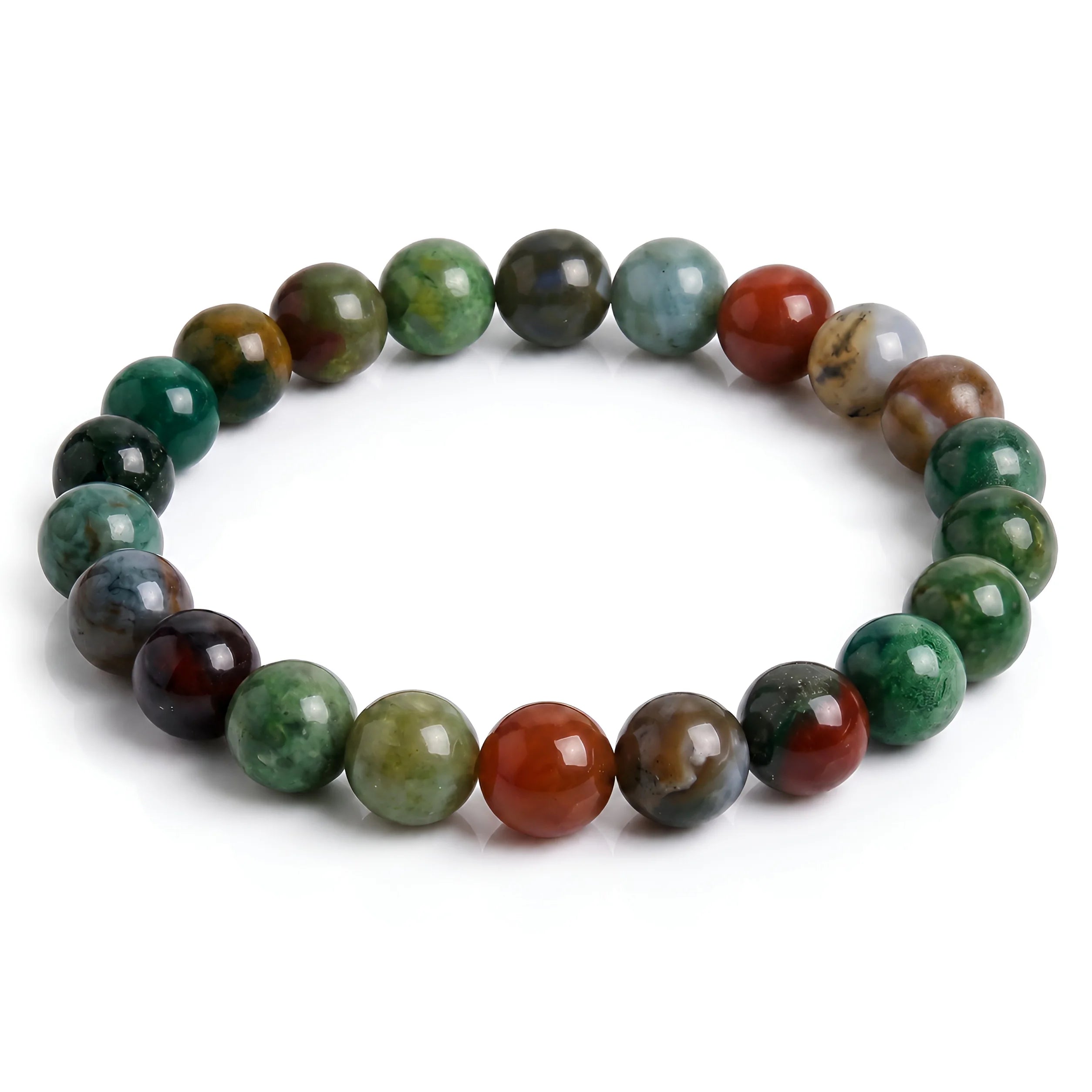 Indian Agate natural gemstone bracelet with multicolor beads — Kaashir