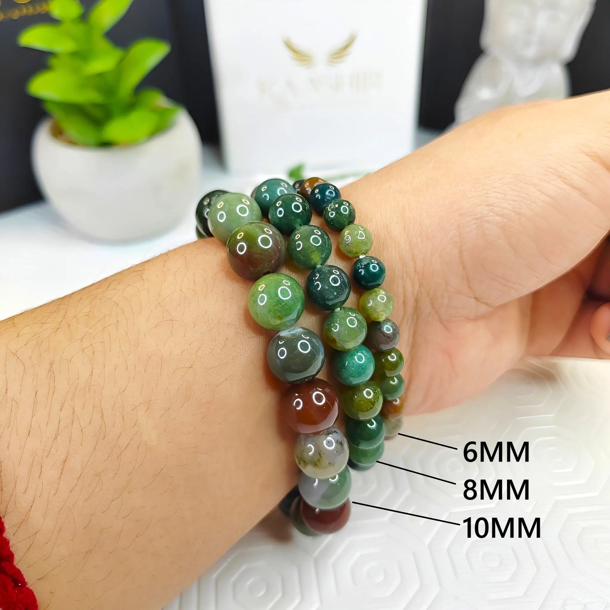 Bracelet en agate indienne Kaashir – Bijou unisexe fait main en perles de pierre