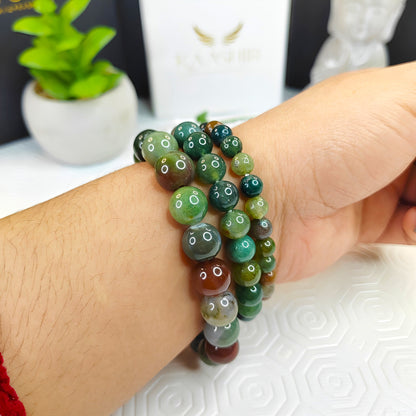 Indian Agate Bracelet – Handmade Beaded Stone Jewelry for Men & Women - Kaashir Jewelry & Fragrance