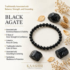 Kaashir Black Agate natural gemstone bracelet meaning balance strength and grounding