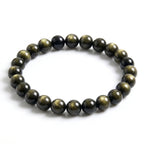 Kaashir Gold Sheen Obsidian natural gemstone beaded bracelet with golden shimmer