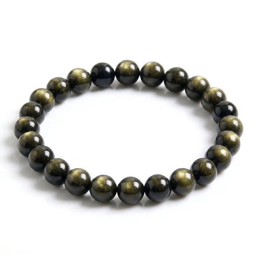 Kaashir Gold Sheen Obsidian natural gemstone beaded bracelet with golden shimmer