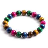 MultiColor Tiger Eye Bracelet — Beaded Gemstone for Balance