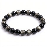 Silver Sheen Obsidian Bracelet — Beaded Gemstone Protection