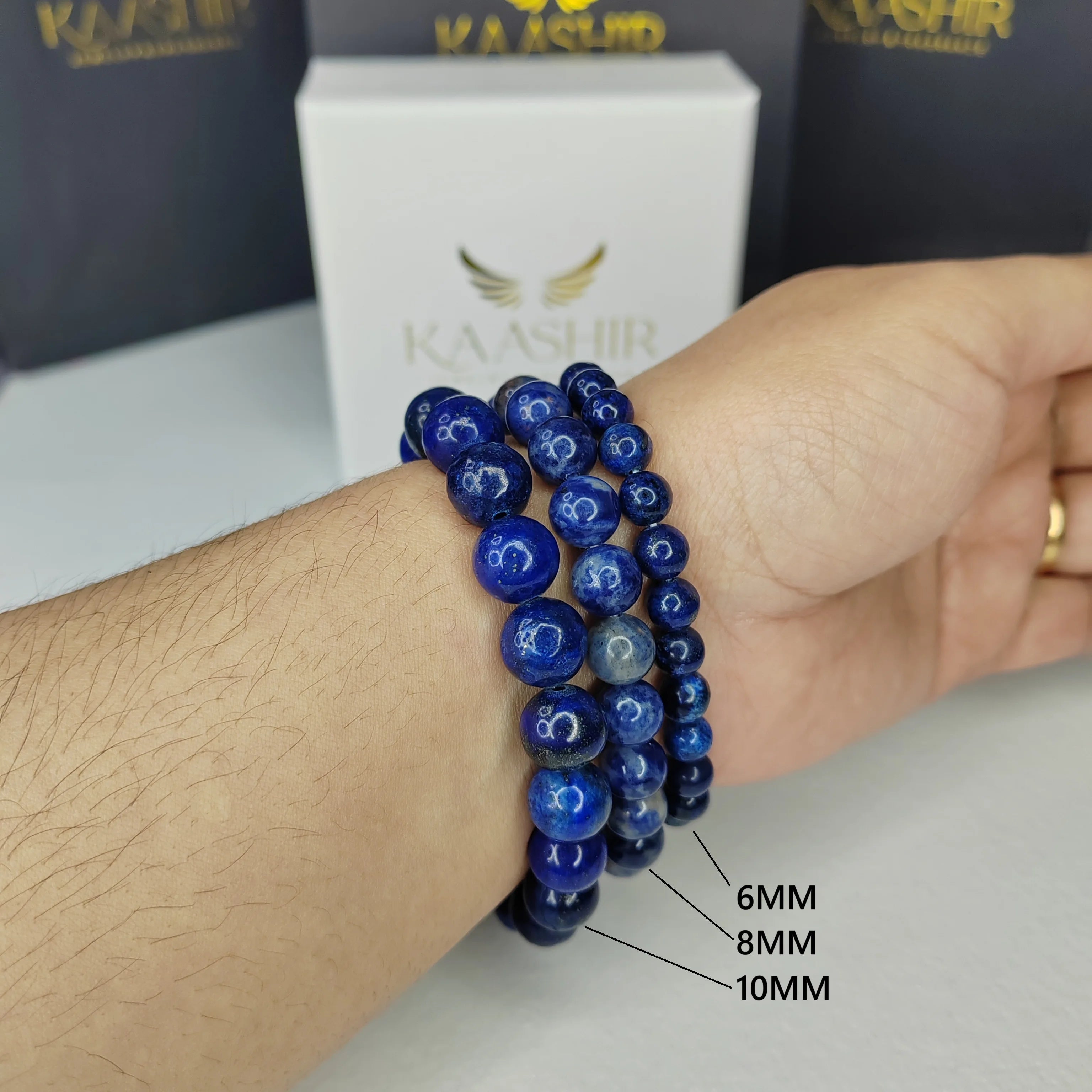 Bracelet Kaashir en lapis-lazuli – Bijou unisexe fait main en perles de pierre 