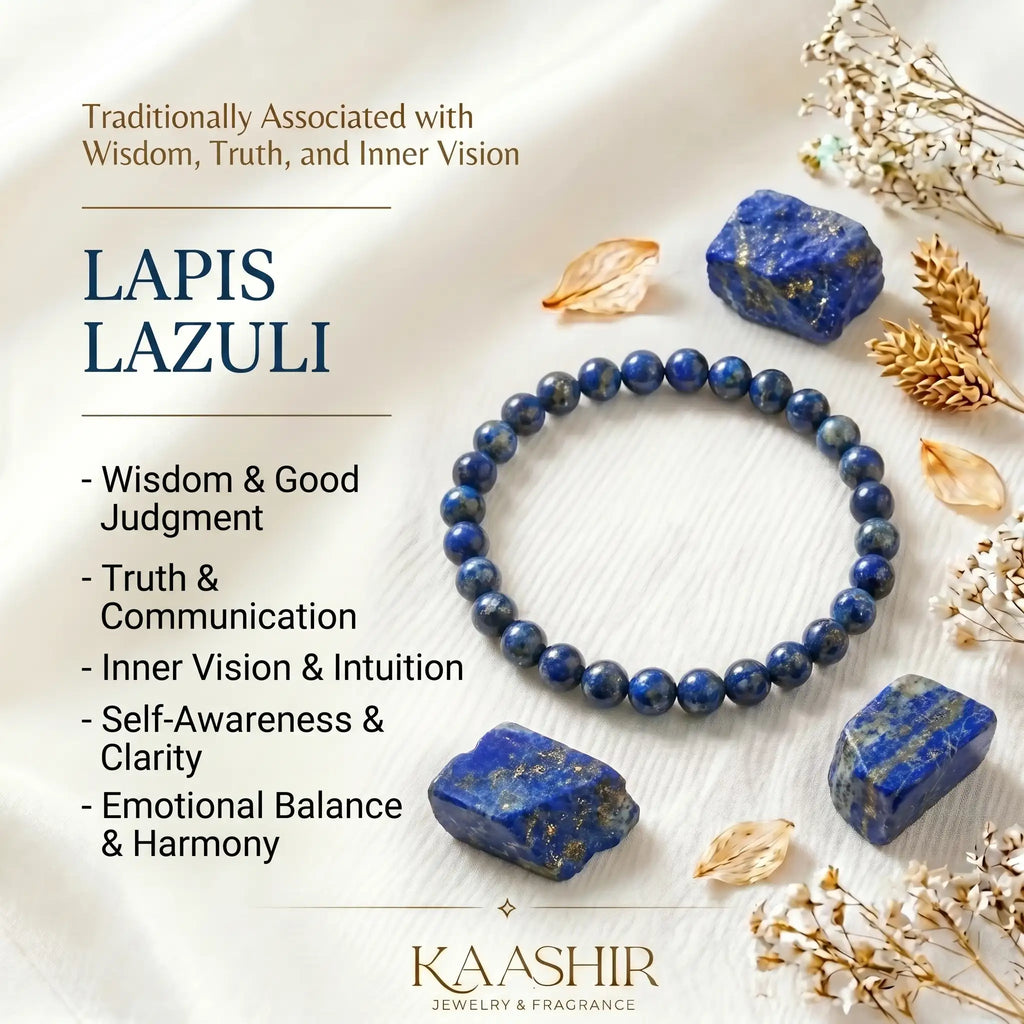 lapis lazuli bracelet benefits meaning wisdom truth inner vision throat chakra