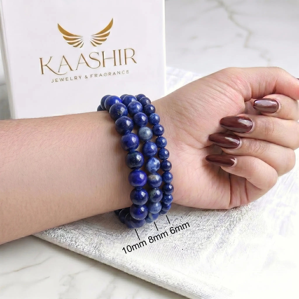 handmade lapis lazuli bracelet ethically sourced natural blue stone