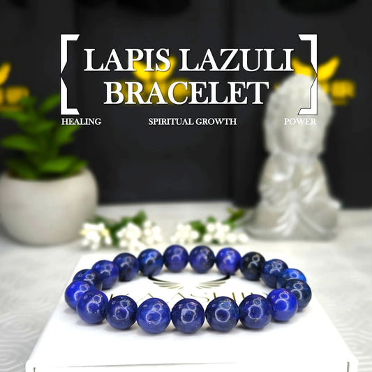 Lapis Lazuli Bracelet – Handmade Beaded Stone Jewelry for Men & Women - Kaashir Jewelry & Fragrance