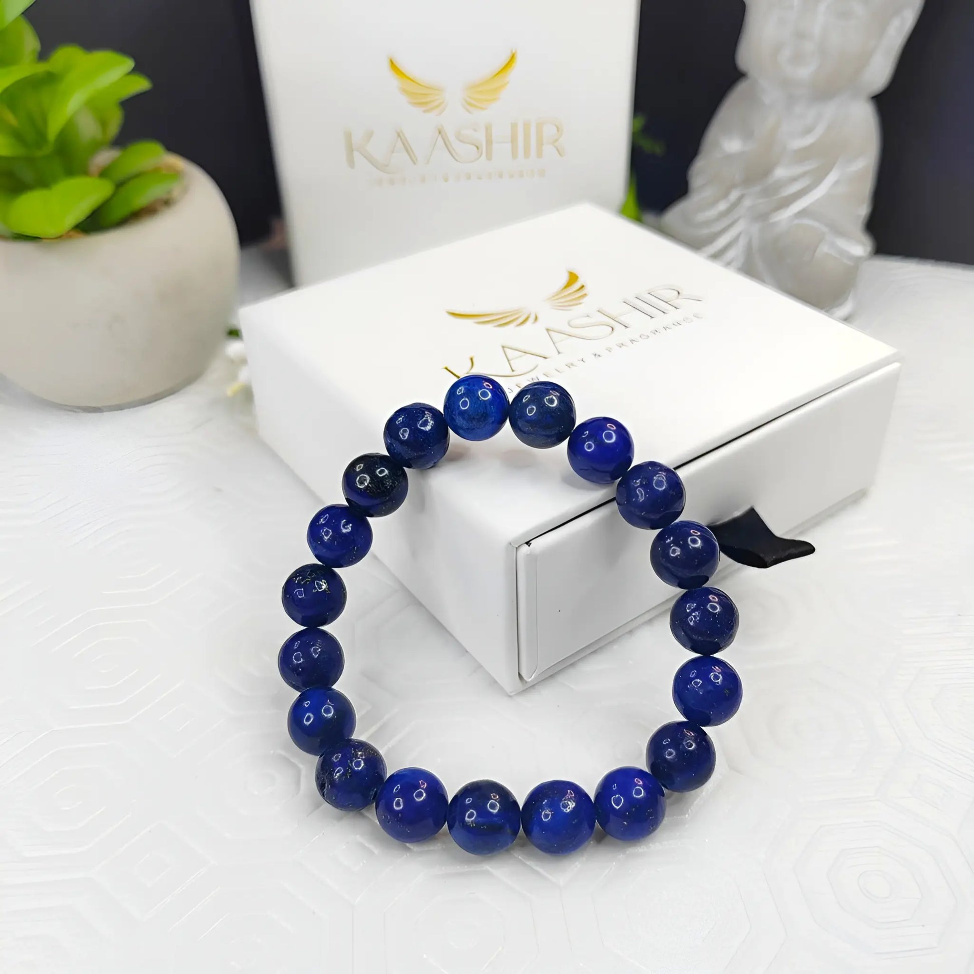 Lapis Lazuli Bracelet – Handmade Beaded Stone Jewelry for Men & Women - Kaashir Jewelry & Fragrance