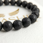 lava stone bracelet natural porous volcanic beads close up texture