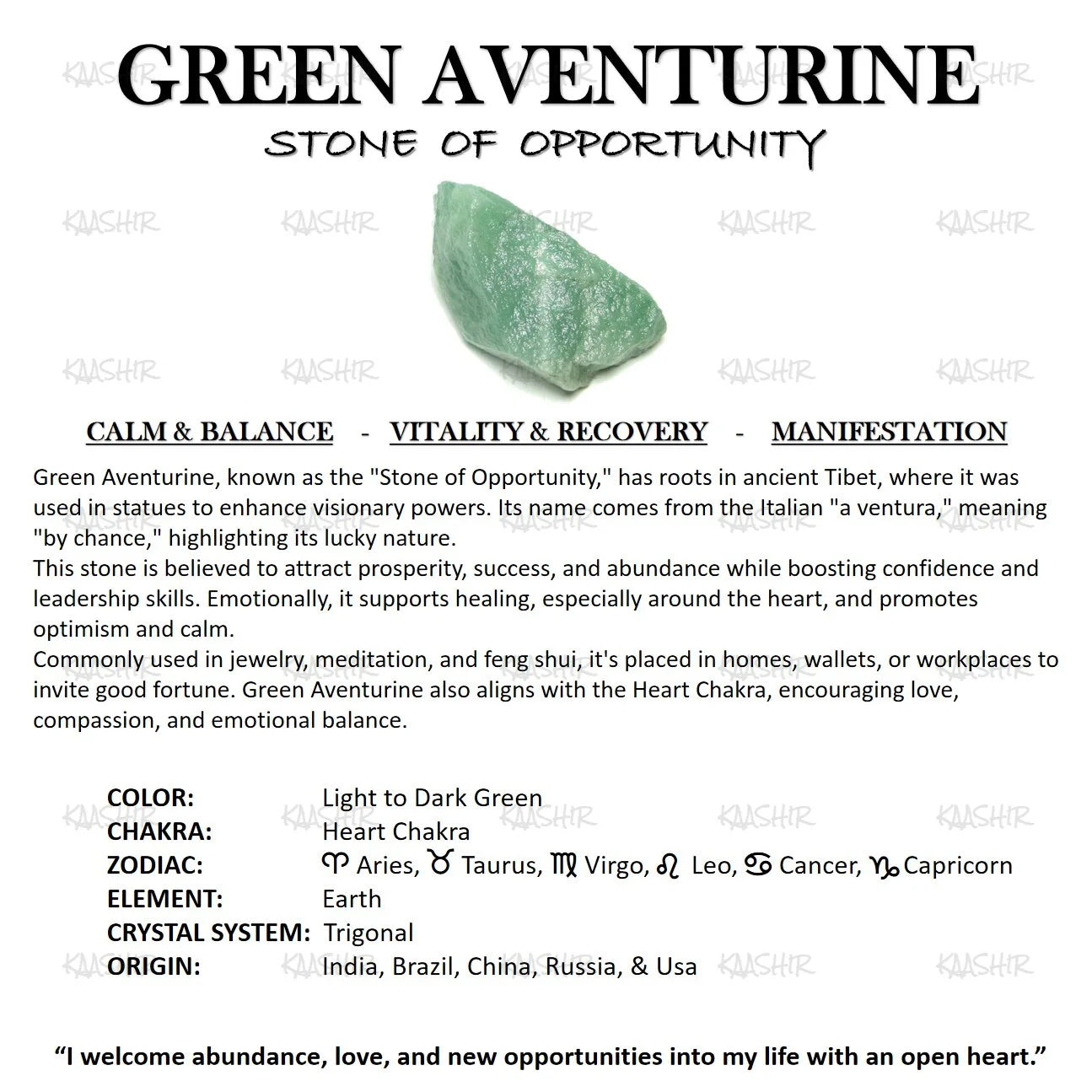 Kaashir Green Aventurine Stone Bracelet - Handmade Jewelry for Unisex - Kaashir Jewelry & Fragrance