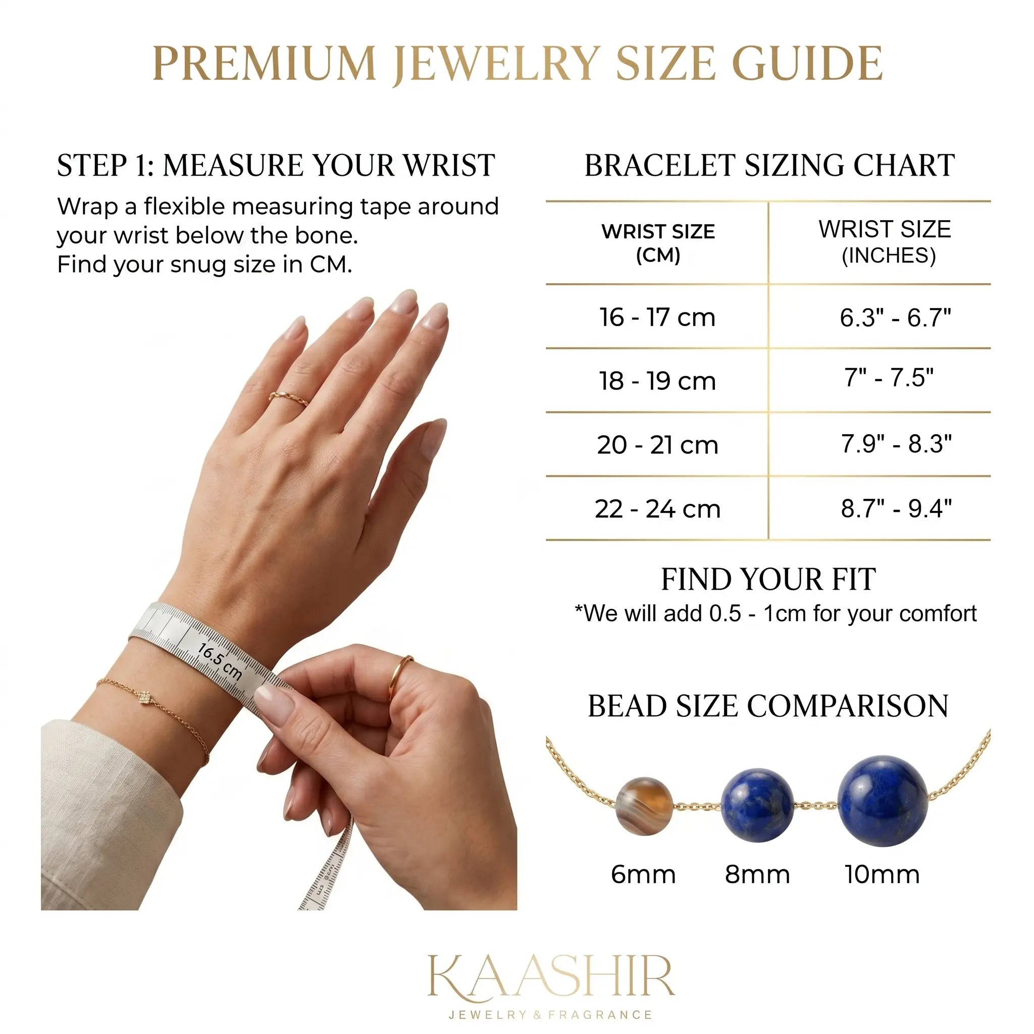 Amazonite bracelet size chart – 6mm, 8mm and 10mm bead sizes by Kaashir