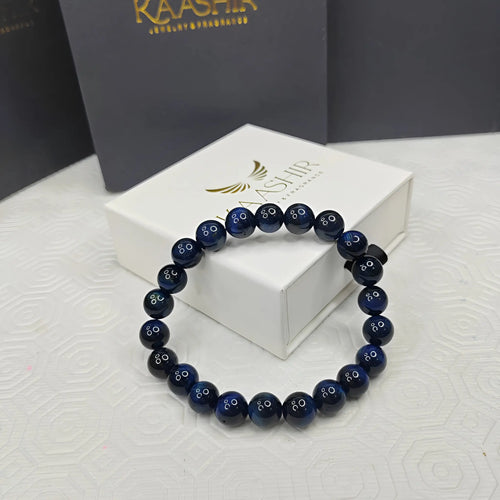 Bracelet œil de tigre bleu Kaashir – Bijoux faits main en perles pour hommes et femmes