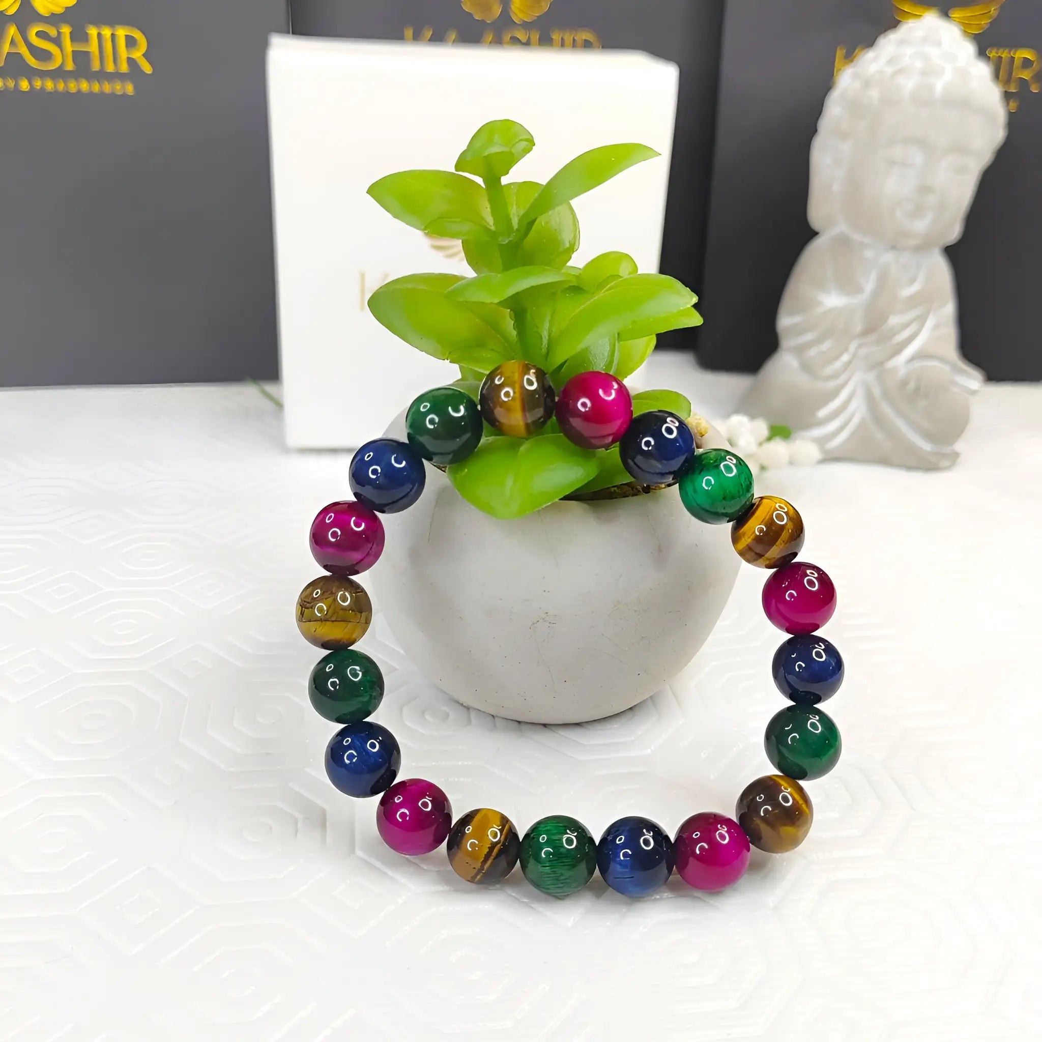 Multi Tigers Eye Bracelet –Handmade Beaded Stone Jewelry for Men&Women - Kaashir Jewelry & Fragrance