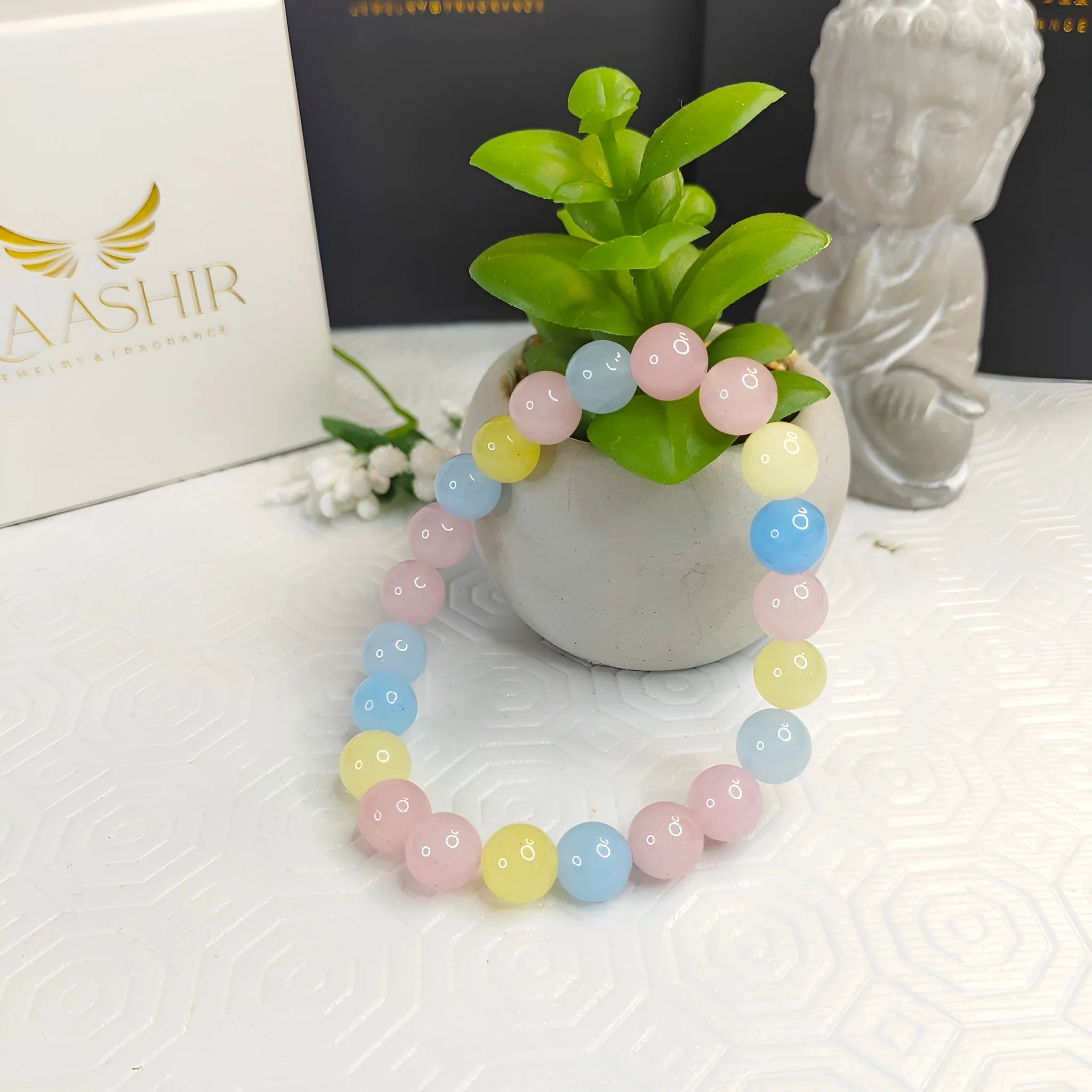 Kaashir Multi Morganite Stone Bracelet - Handmade Jewelry for Unisex - Kaashir Jewelry & Fragrance