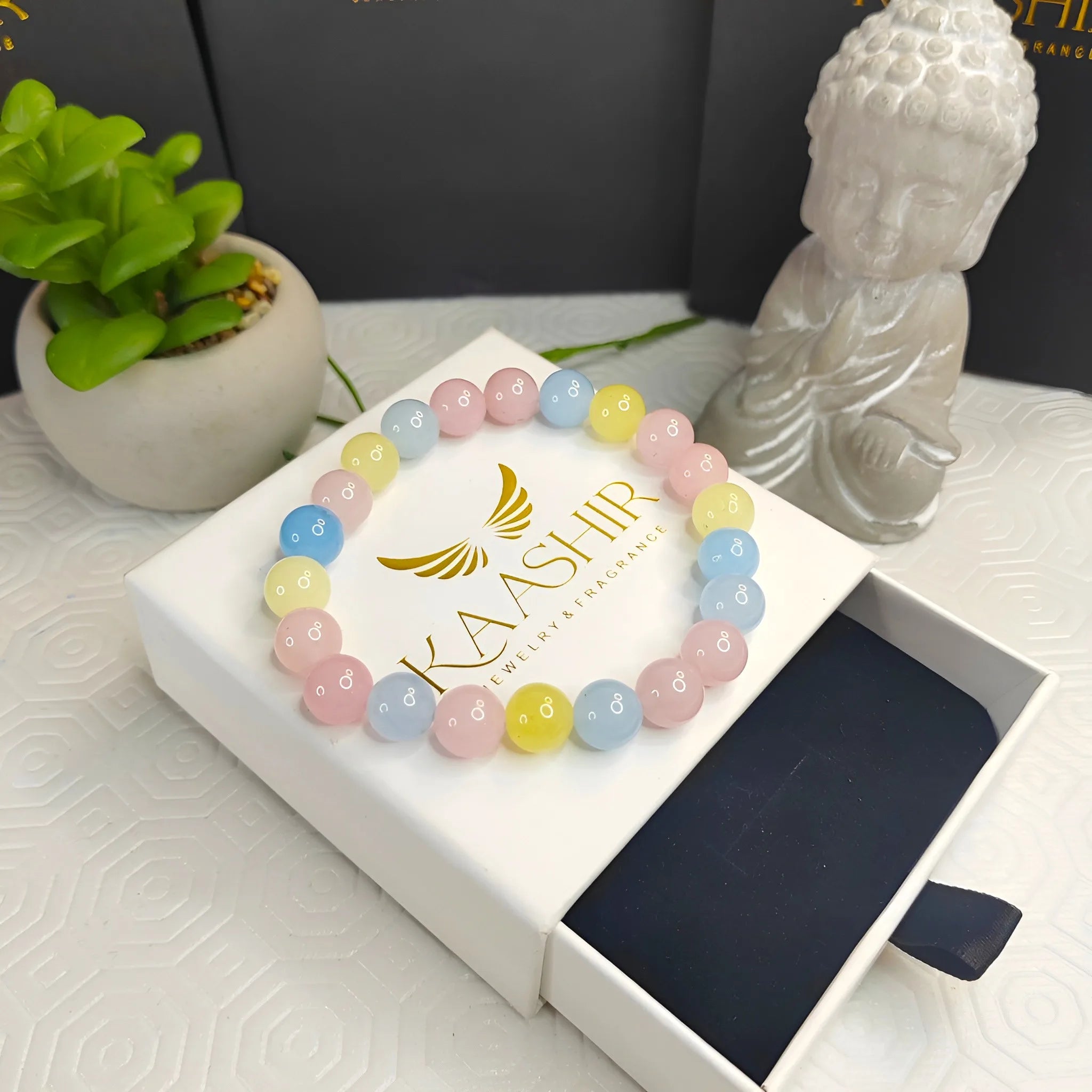 Kaashir Multi Morganite Stone Bracelet - Handmade Jewelry for Unisex - Kaashir Jewelry & Fragrance