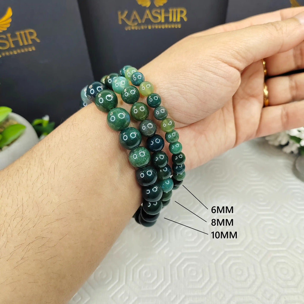 Kaashir Moss Agate Stone Bracelet - Handmade Beaded Jewelry for Unisex - Kaashir Jewelry & Fragrance