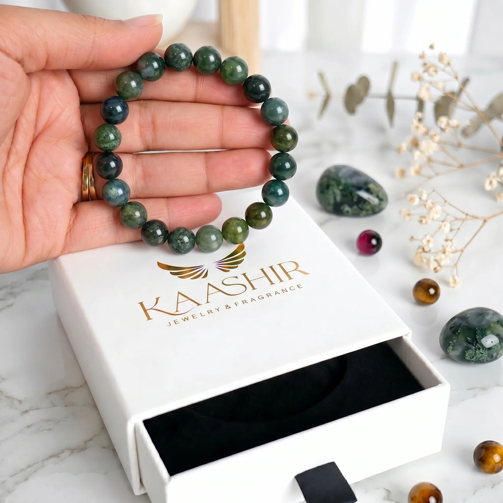 kaashir moss agate bracelet premium gift box packaging