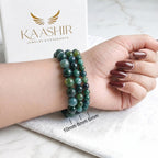 handmade moss agate bracelet ethically sourced natural green stone