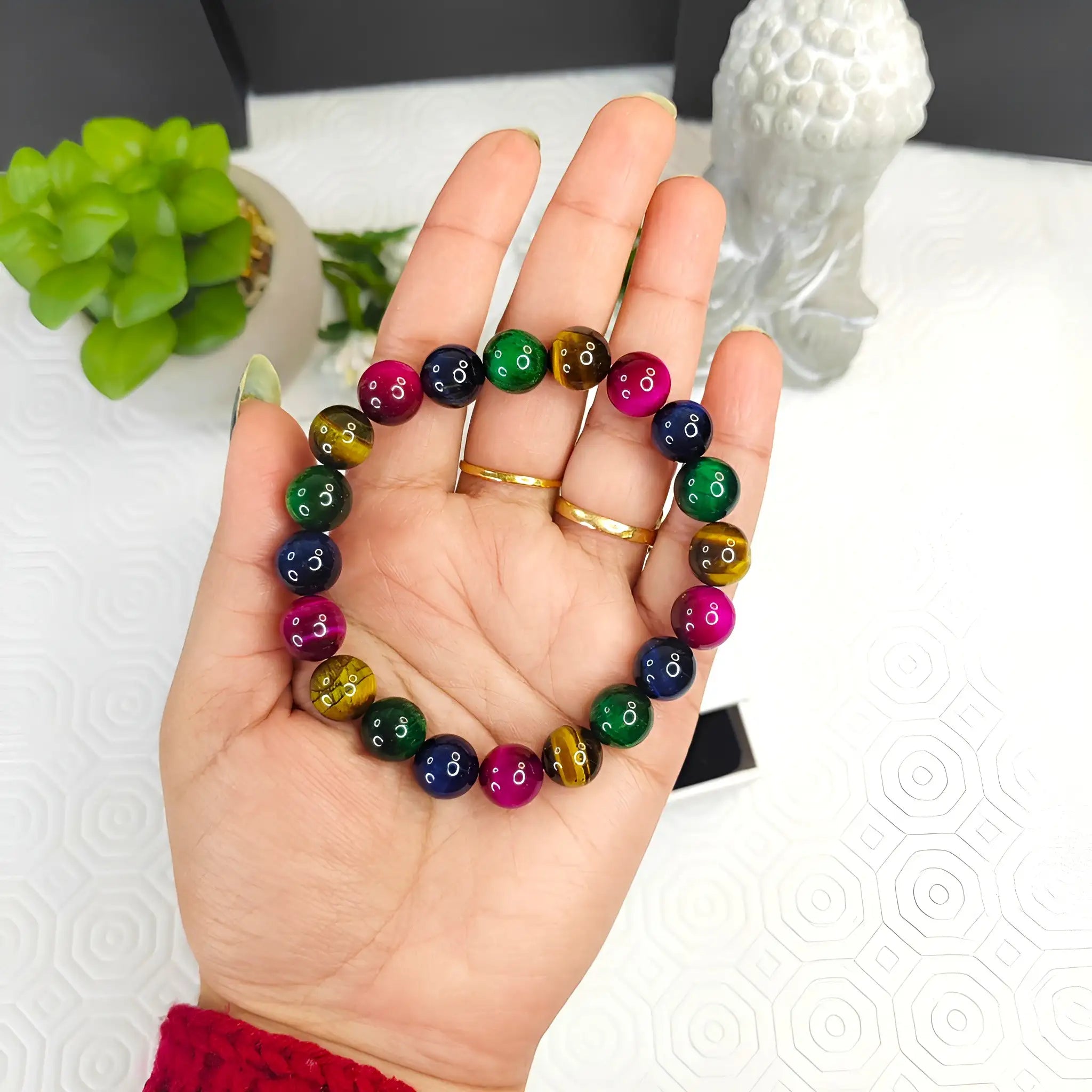 Multi Tigers Eye Bracelet –Handmade Beaded Stone Jewelry for Men&Women - Kaashir Jewelry & Fragrance