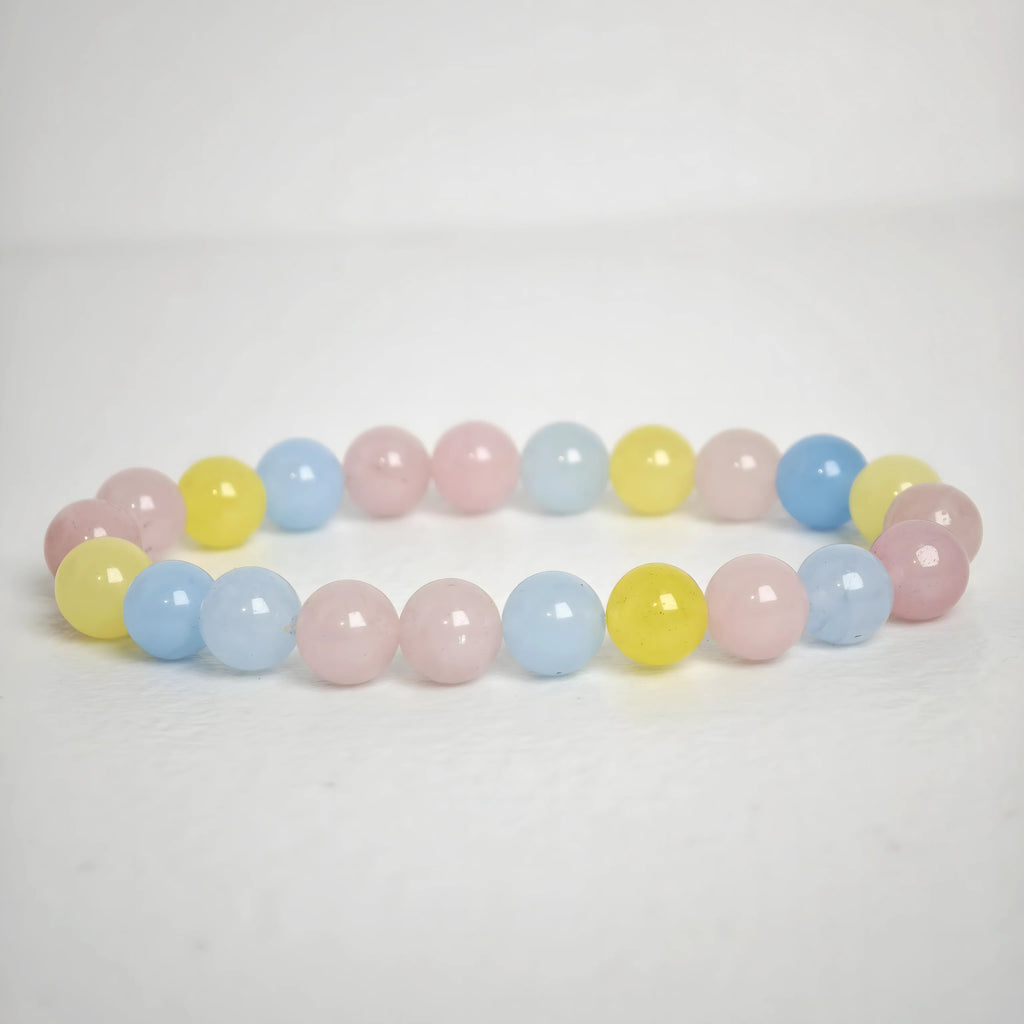 Multi Morganite bracelet with natural pink gemstone beads, elegant and feminine jewelry for women