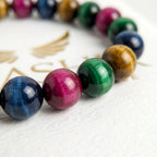 multi tiger eye bracelet yellow red blue natural stone beads
