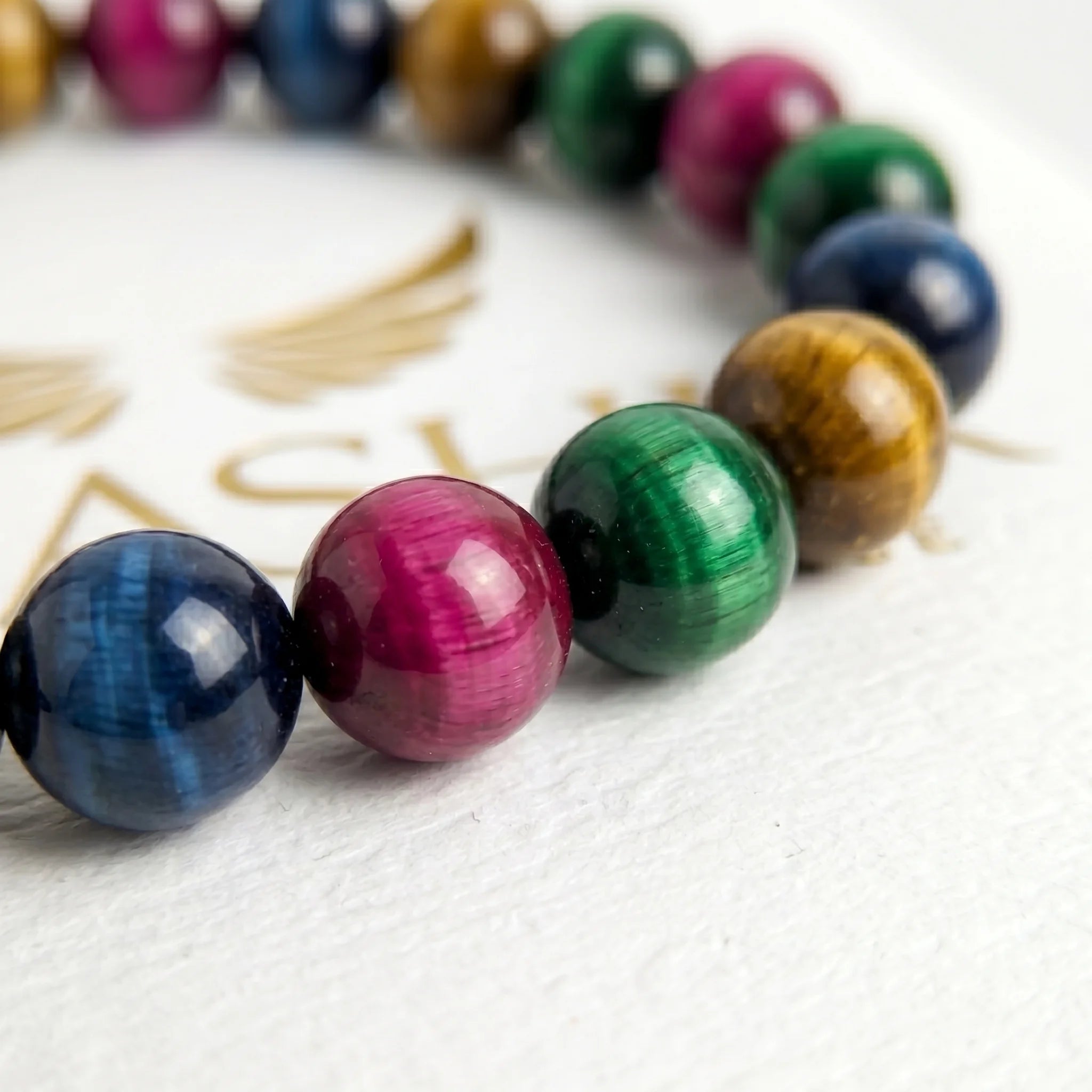 multi tiger eye bracelet yellow red blue natural stone beads