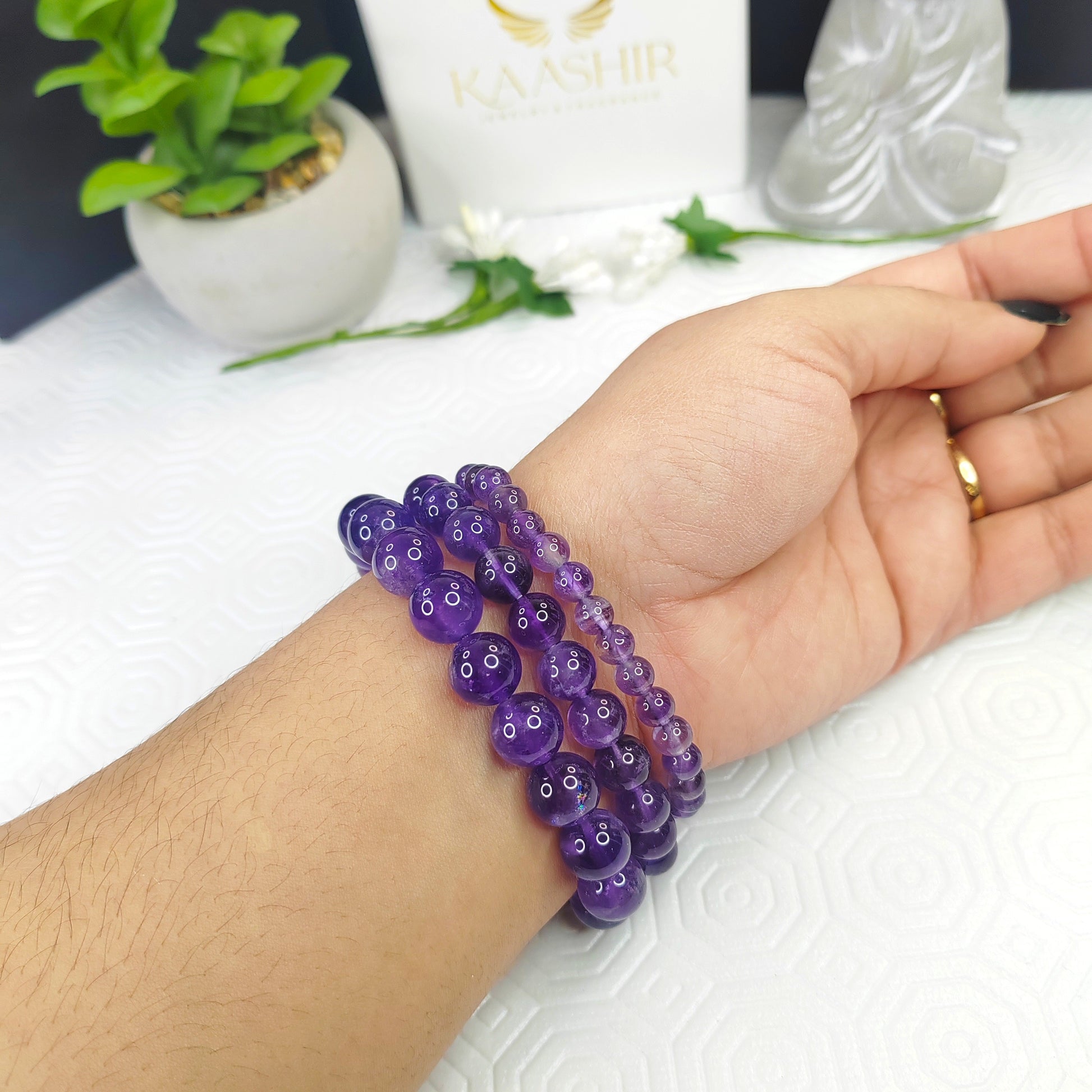 Amethyst Bracelet – Handmade Purple Beaded stone Jewelry for Men&Women - Kaashir Jewelry & Fragrance