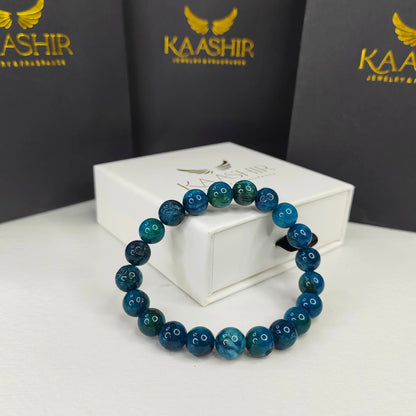 Blue Apatite Healing Bracelet – Unisex Handmade Crystal | Kaashir