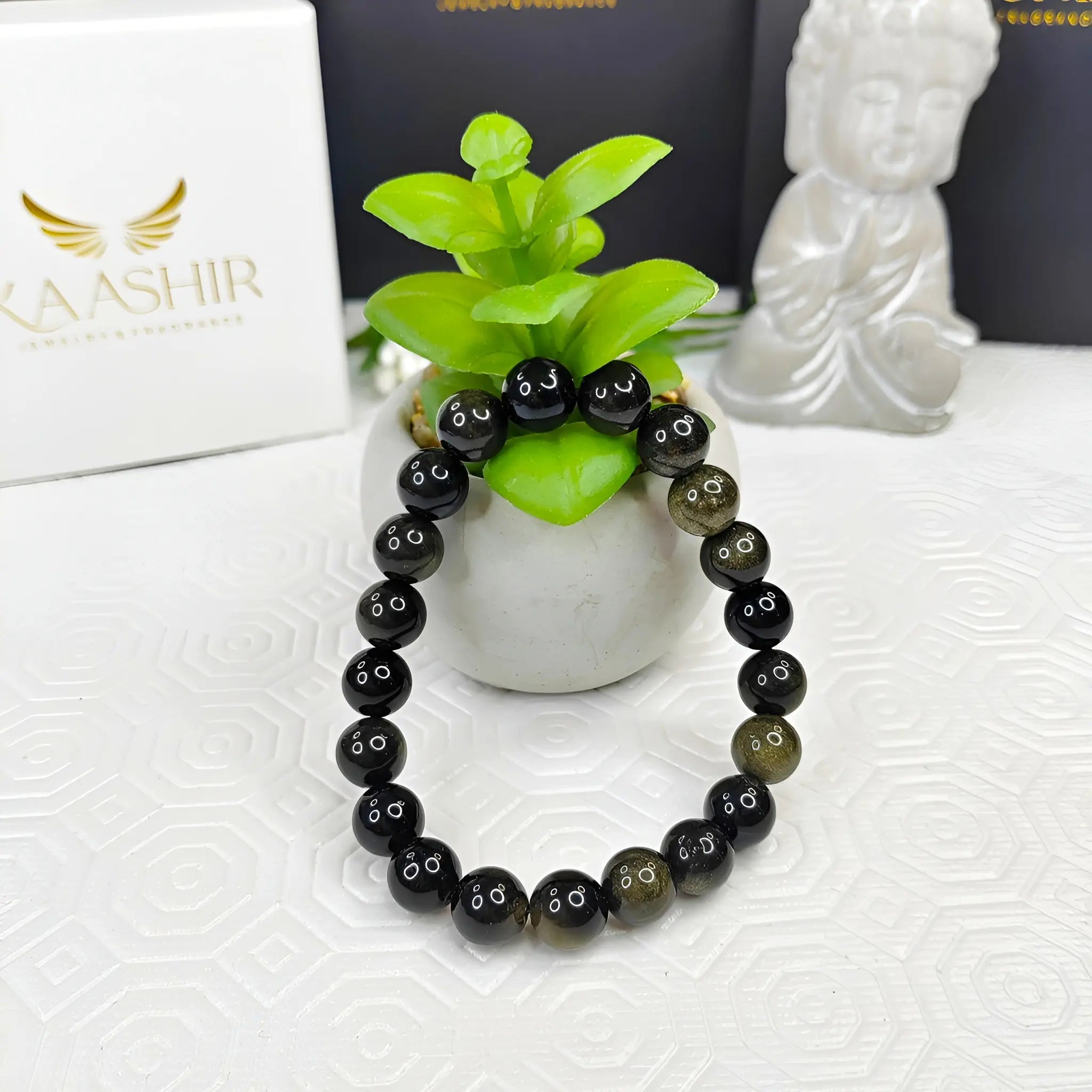 Natural Gold Obsidian Bracelet – Strength & Positive Energy Stone