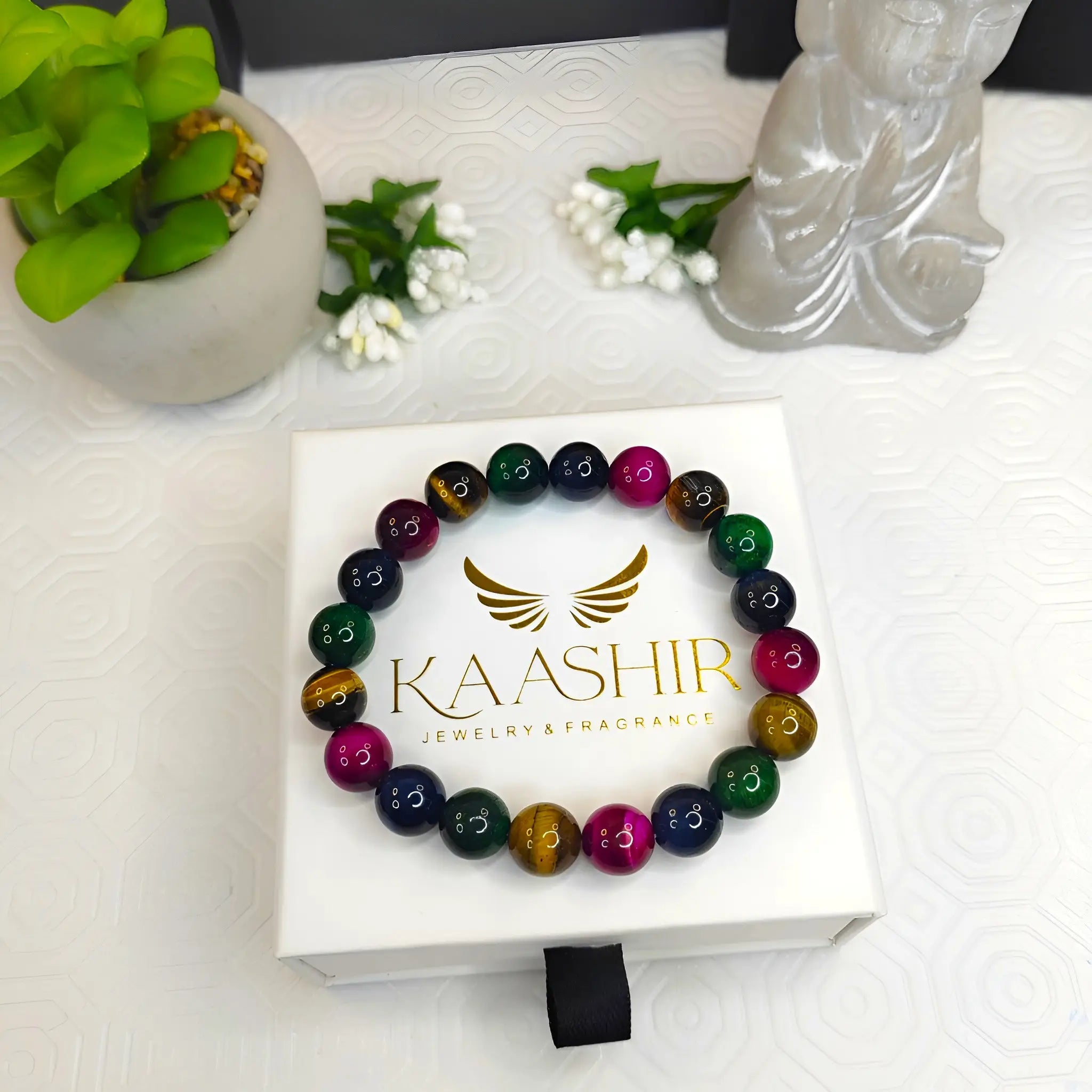 Multi Tigers Eye Bracelet –Handmade Beaded Stone Jewelry for Men&Women - Kaashir Jewelry & Fragrance