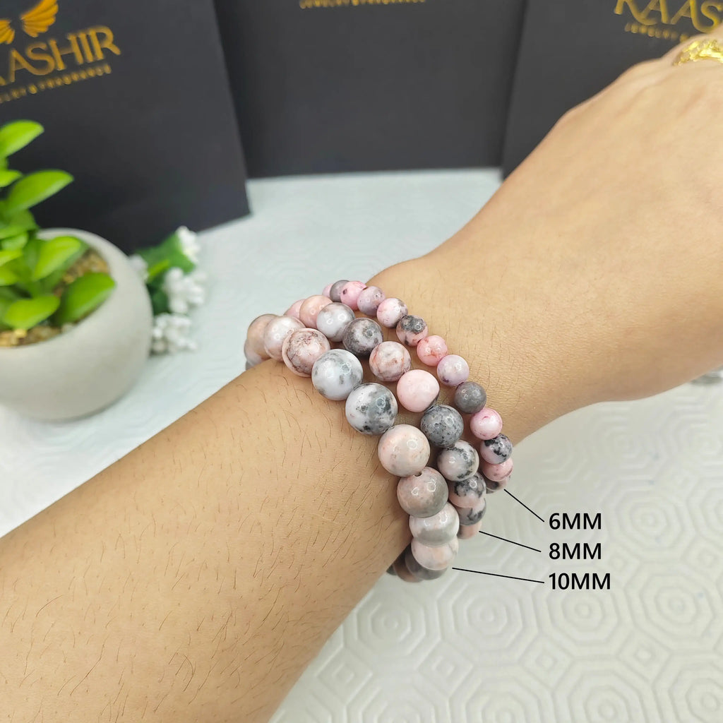 Kaashir Pink Zebra jasper Bracelet - Handmade Stone Jewelry for Unisex - Kaashir Jewelry & Fragrance