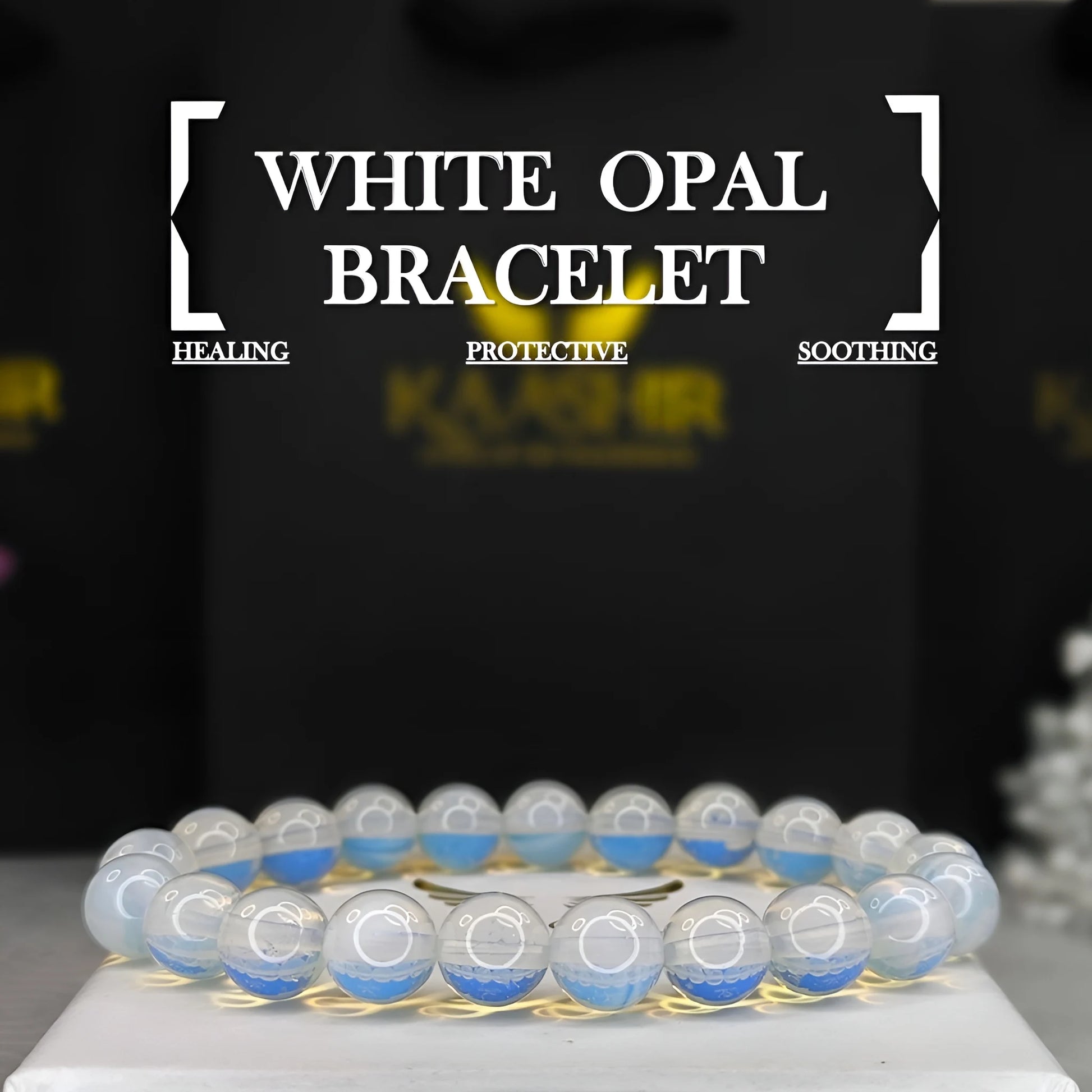 White Opal Stone Bracelet – Unisex Handmade Healing Crystal | Kaashir