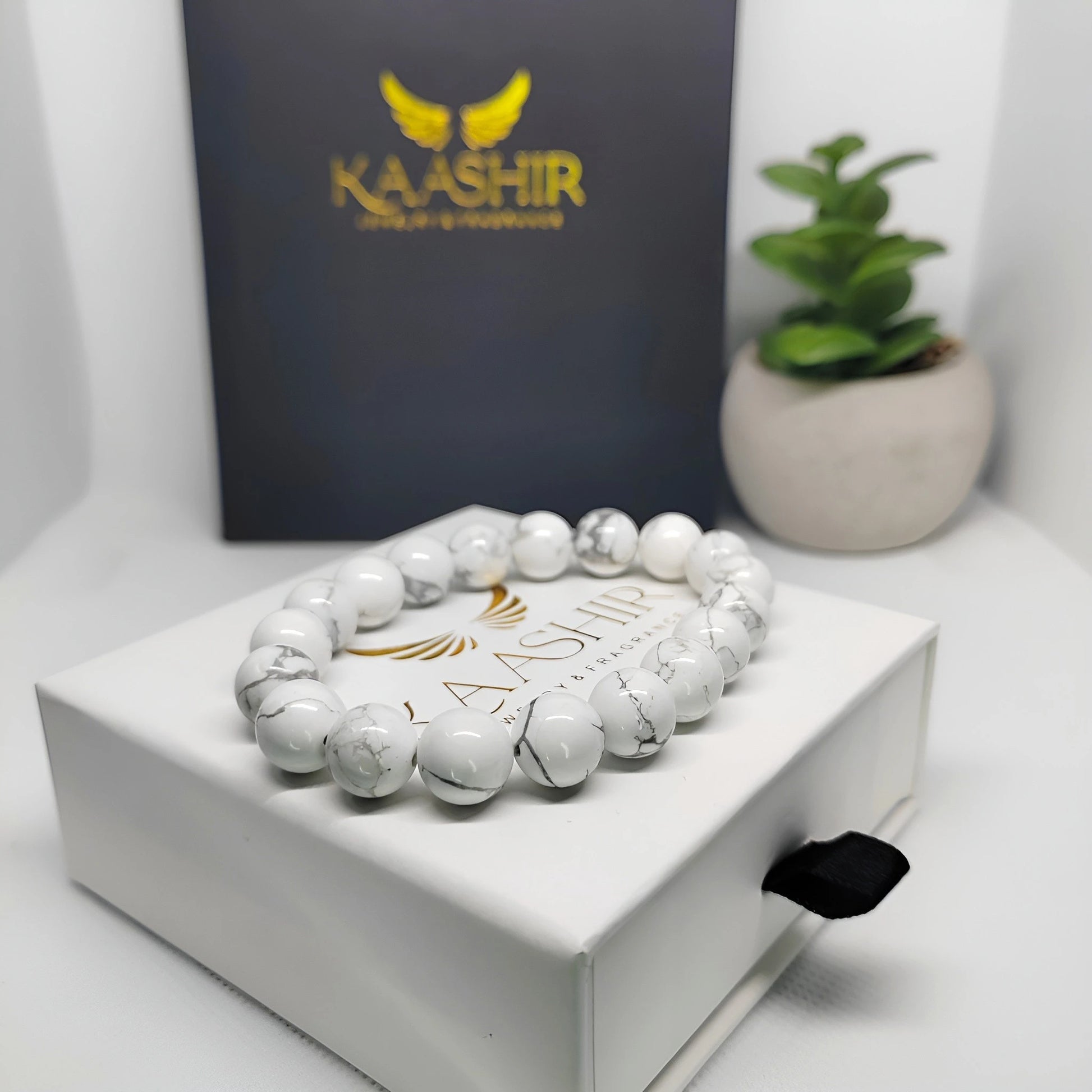 White Turquoise Bracelet – Unisex Handmade Healing Crystal | Kaashir