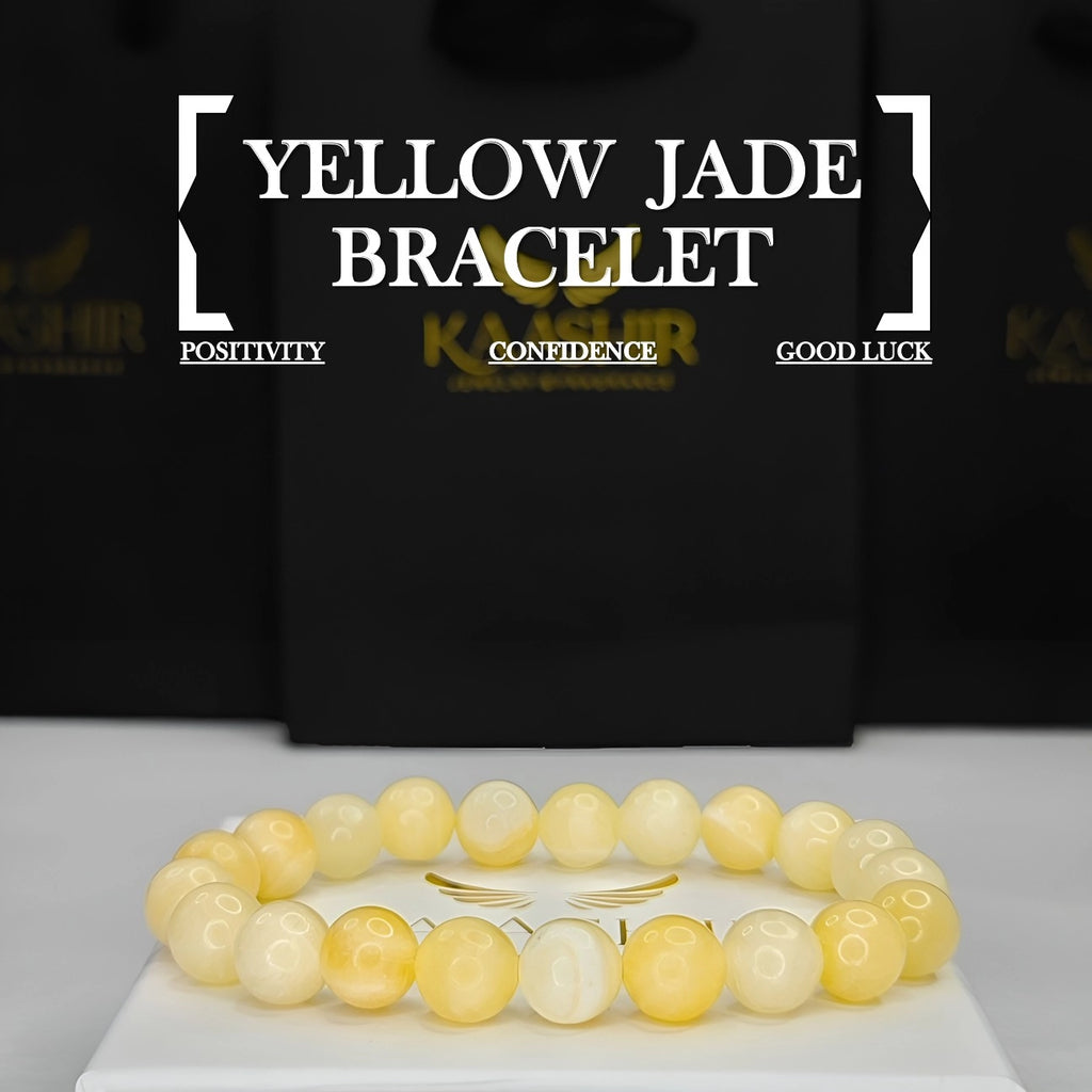 Yellow Jade Stone Bracelet – Unisex Handmade Crystal | Kaashir