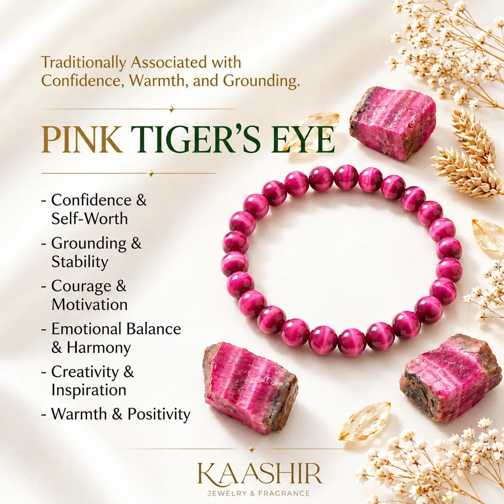 pink tiger eye bracelet benefits meaning self love confidence grounding