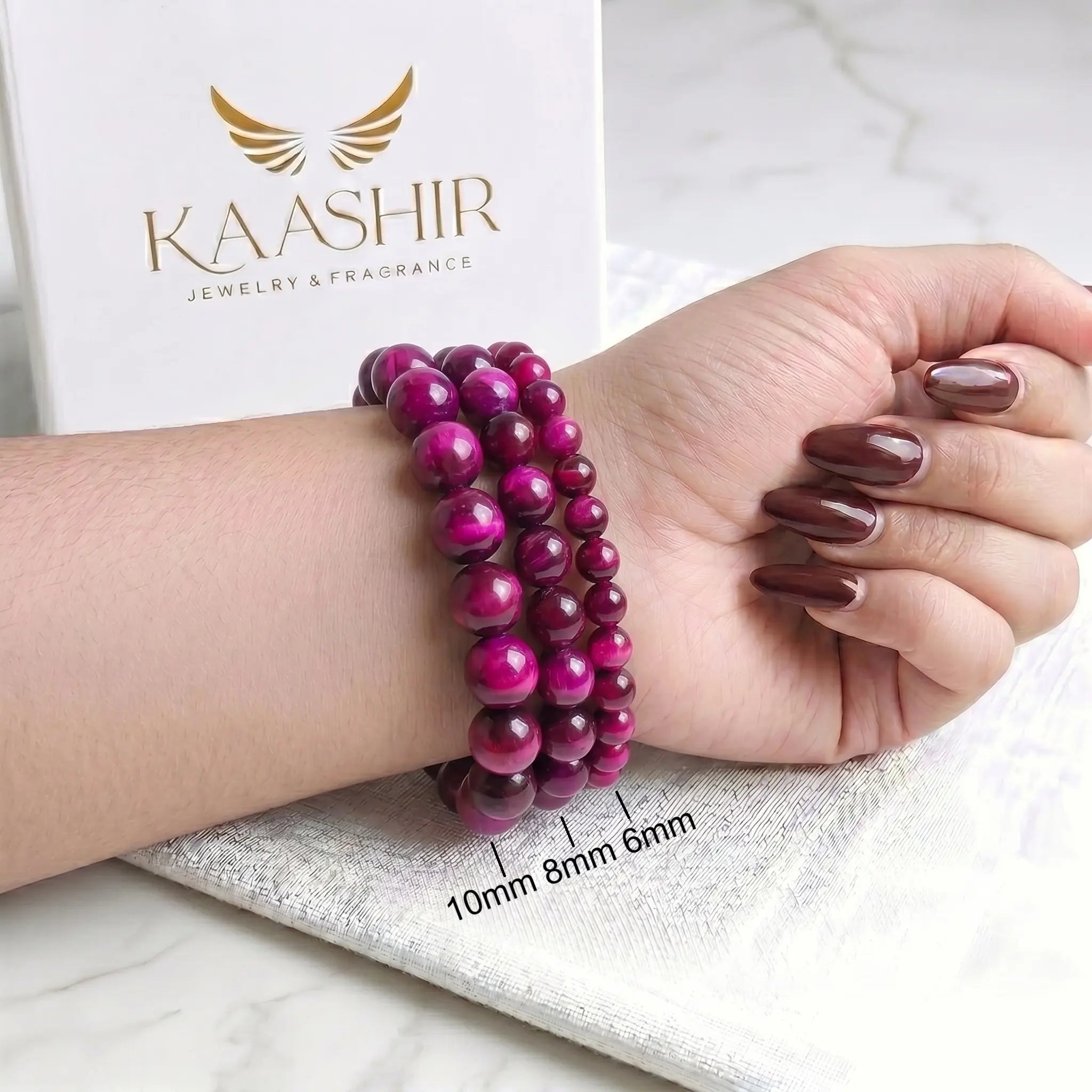 pink tiger eye bracelet emotional balance joy natural crystal