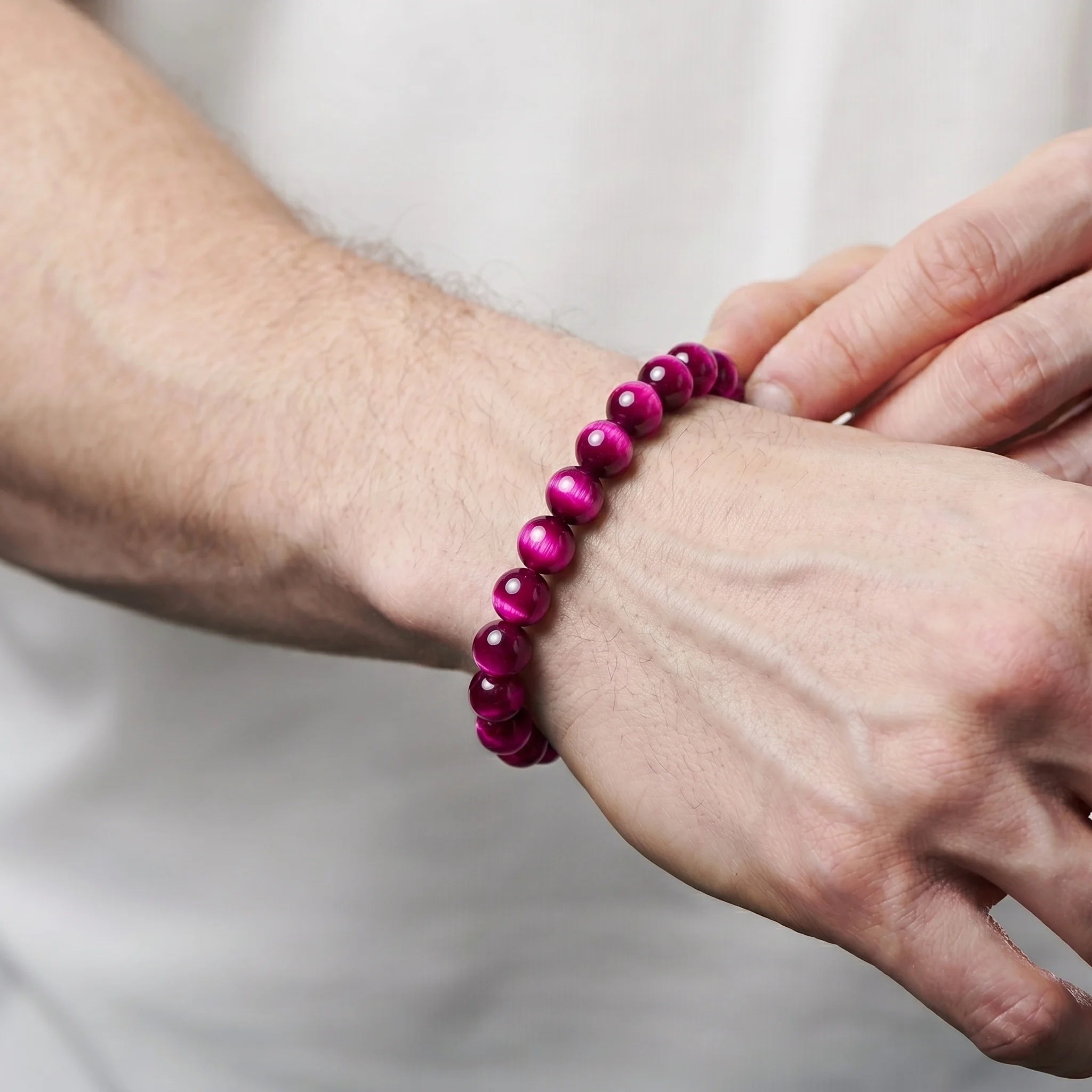 pink tiger eye bracelet for men natural gemstone confidence balance