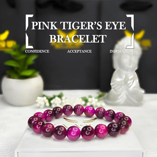 Pink Tigers Eye Bracelet – Handmade Beaded Stone Jewelry for Men&Women - Kaashir Jewelry & Fragrance