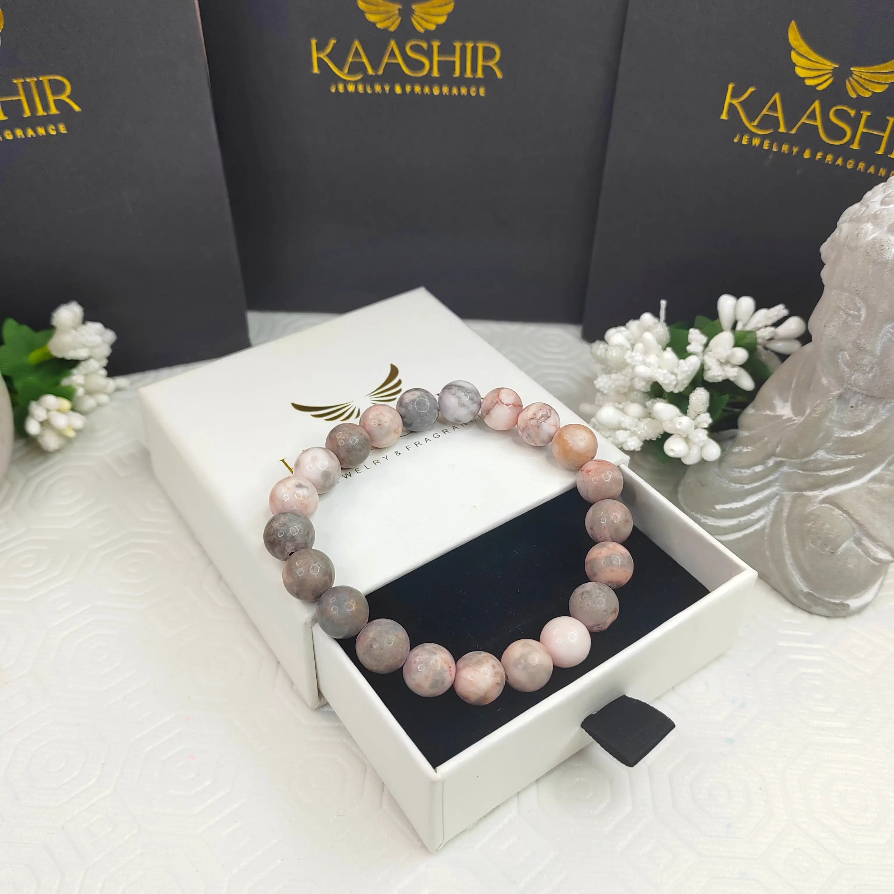 Kaashir Pink Zebra jasper Bracelet - Handmade Stone Jewelry for Unisex - Kaashir Jewelry & Fragrance