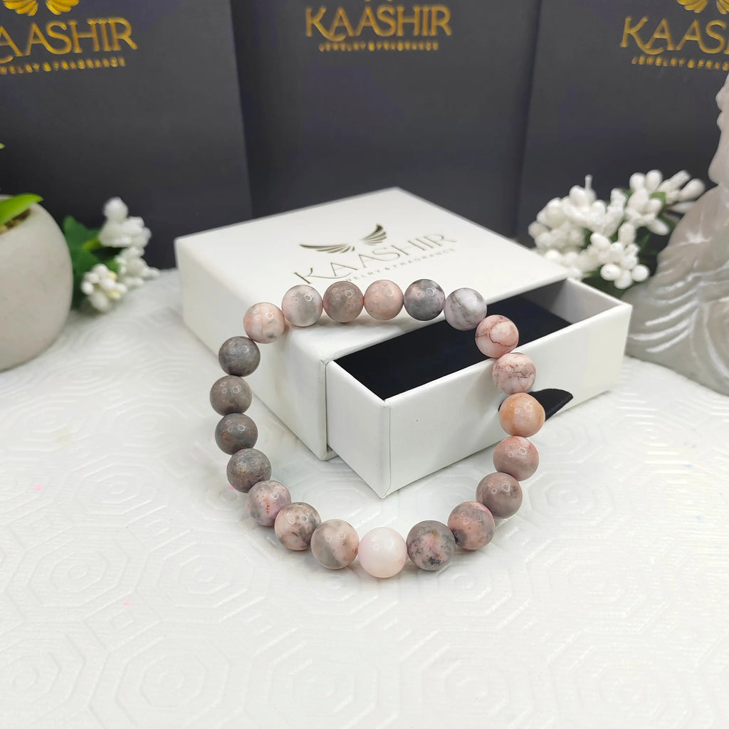 Kaashir Pink Zebra jasper Bracelet - Handmade Stone Jewelry for Unisex - Kaashir Jewelry & Fragrance