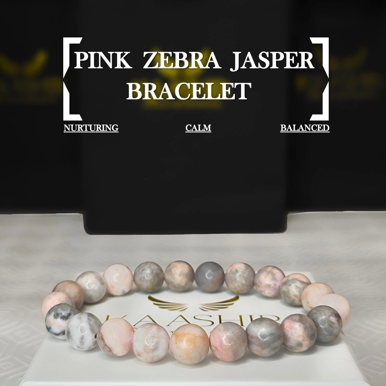 Pink Zebra jasper Bracelet - Unisex Handmade Stone Jewelry | Kaashir