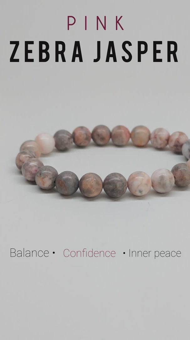 Pink Zebra Jasper Bracelet — Beaded Gemstone Calm & Courage