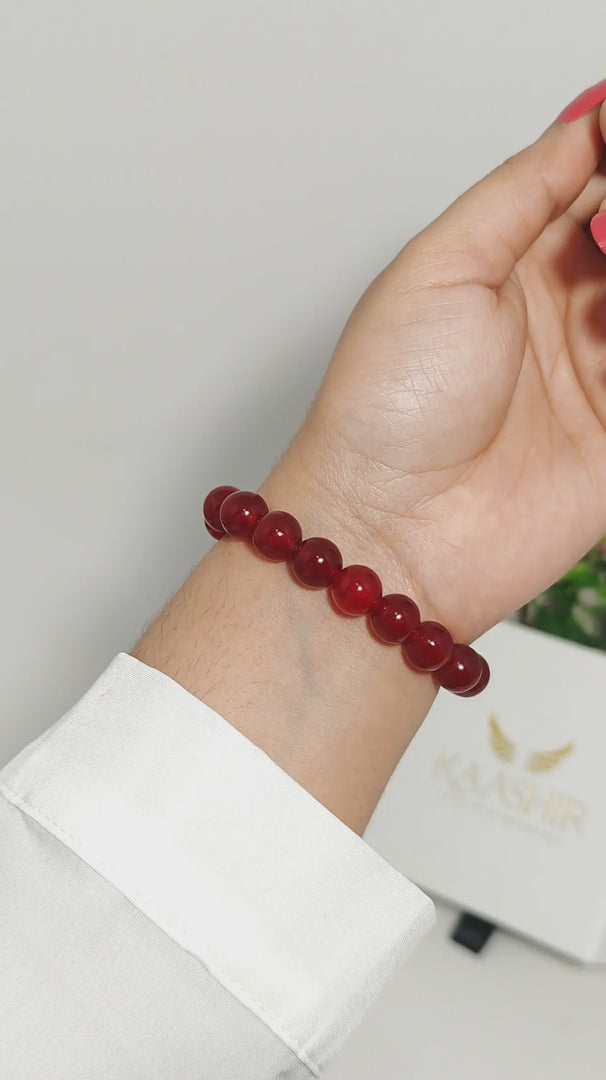 Red Agate Bracelet — Beaded Gemstone for Strength & Balance
