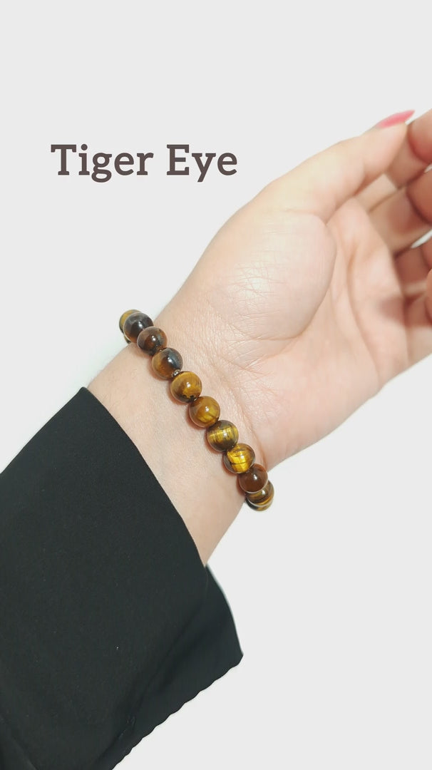 Tiger Eye Bracelet – Beaded Gemstone for Confidence & Focus