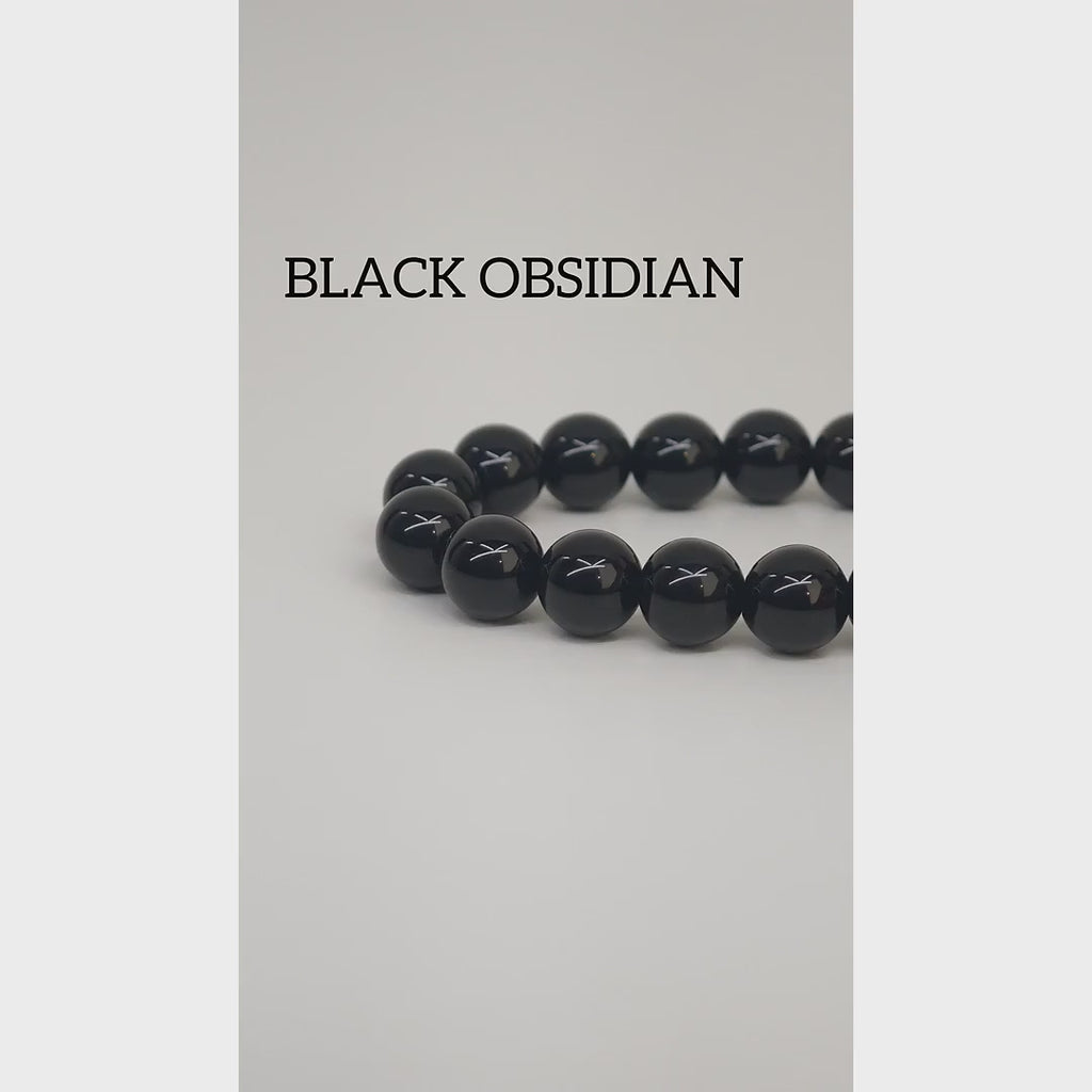 Black Obsidian beaded bracelet featuring natural black gemstones with complete Kaashir gift packaging