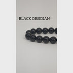 Black Obsidian beaded bracelet featuring natural black gemstones with complete Kaashir gift packaging