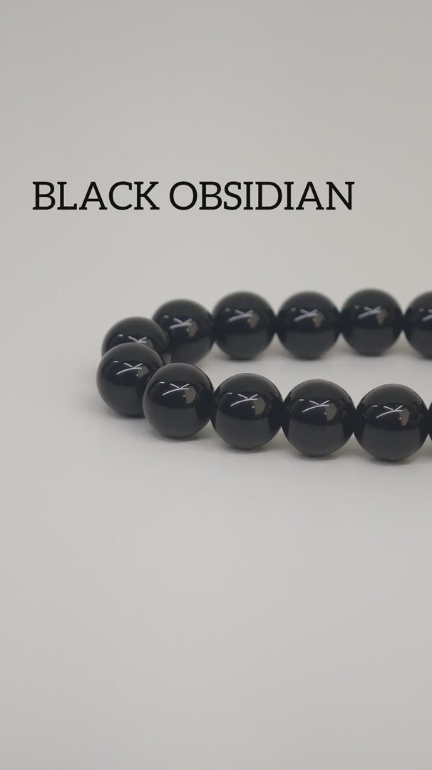 Black Obsidian Bracelet — Beaded gemstone for Grounding