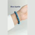 Blue Apatite beaded bracelet featuring natural blue gemstones with complete Kaashir gift packaging